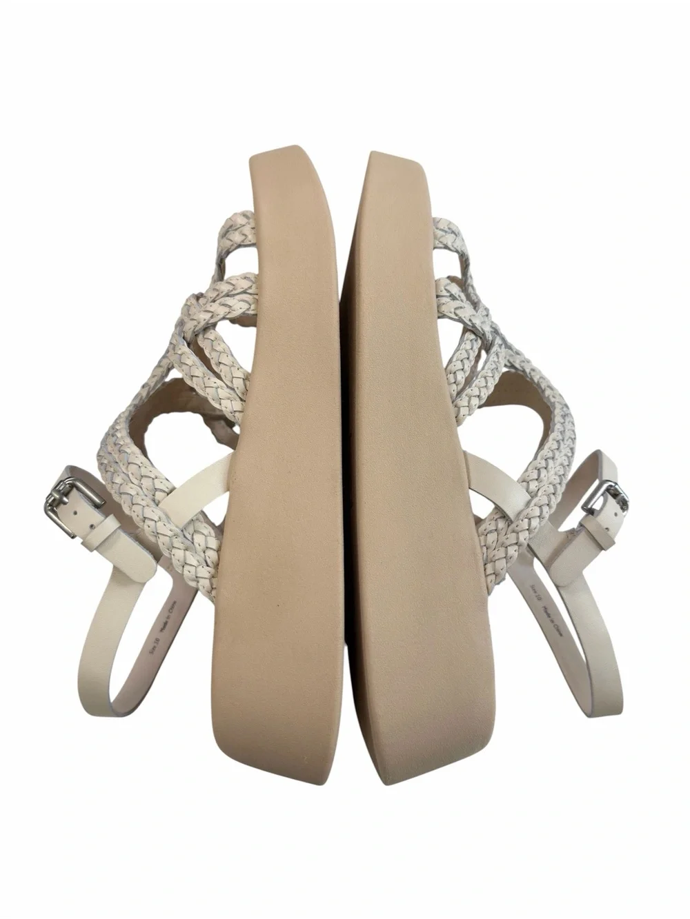 NWOB Dolce Vita Gatsby Braided Strappy Leather Platform Wedge Sandals Creme Sz10